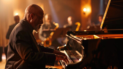 Majestic Pianist Captivating Audience At Night