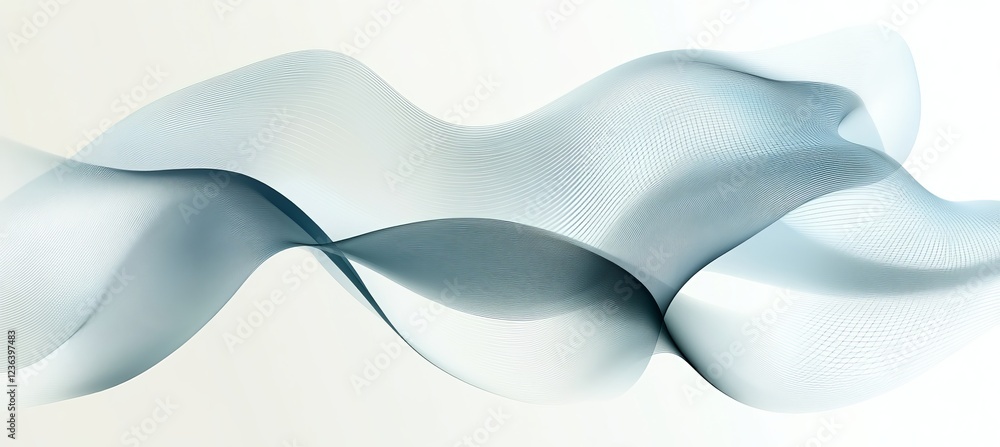 Poster abstract wave pattern with light blue connected mesh and polygonal network on a clean background