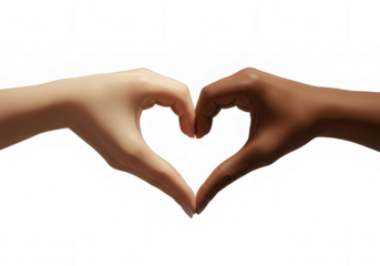 Female hands making a heart shape over red background