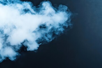 Mysterious Cloud of Smoke Swirling Dramatically Against a Deep Black Background Evoking Intrigue and Aesthetic Depth in a Minimalist Composition