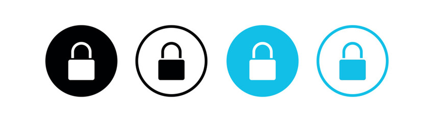 Padlock Icon Set- Secure, Locked, Protection (Vector) 