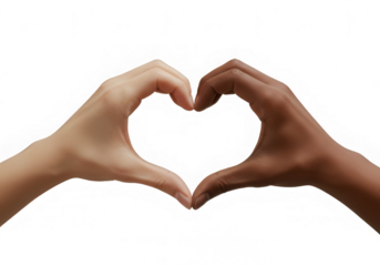 Female hands making a heart shape over red background