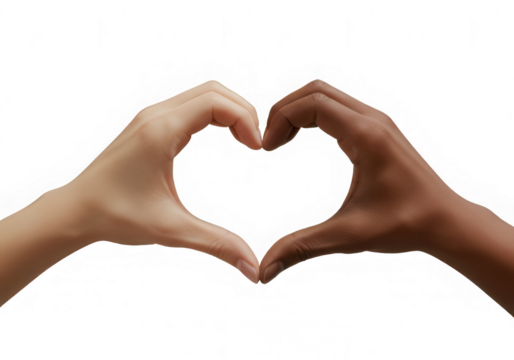 Female hands making a heart shape over red background