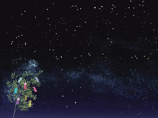 笹星空背景スペース_大横