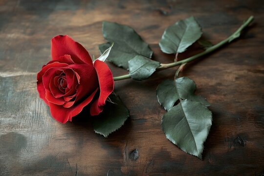 Naklejki A single rose bud in a close-up shot, symbolizing love and romance.