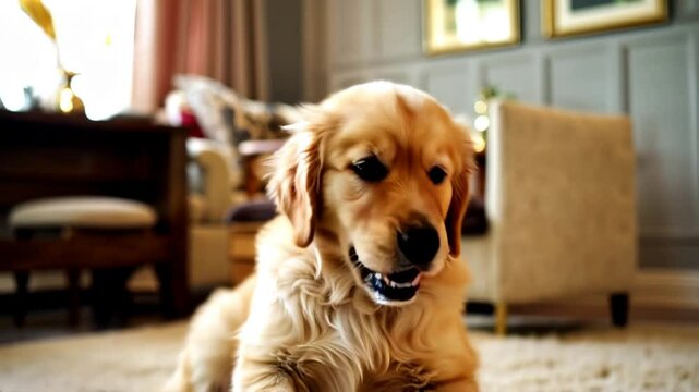 Cute puppy chewing a slipper. Video