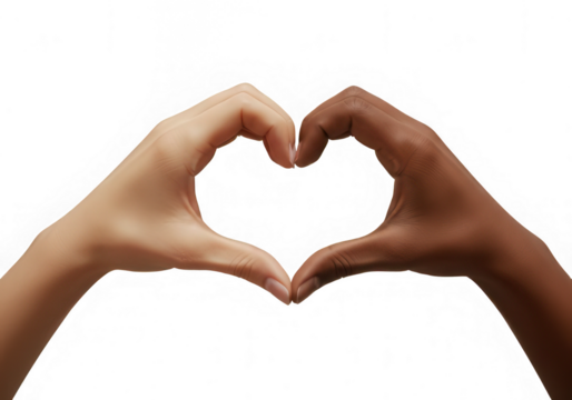 Female hands making a heart shape over red background