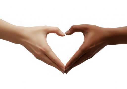 Female hands making a heart shape over red background