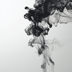 Elegant black ink swirling in clear water, creating an abstract fluid motion effect.