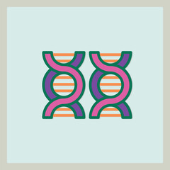 Double Helix DNA Icon graphic design in colors for scientific research and biology