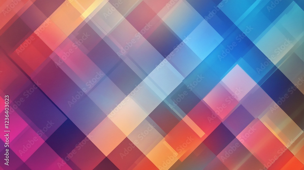 Poster abstract colorful geometric pattern with diagonally aligned translucent squares