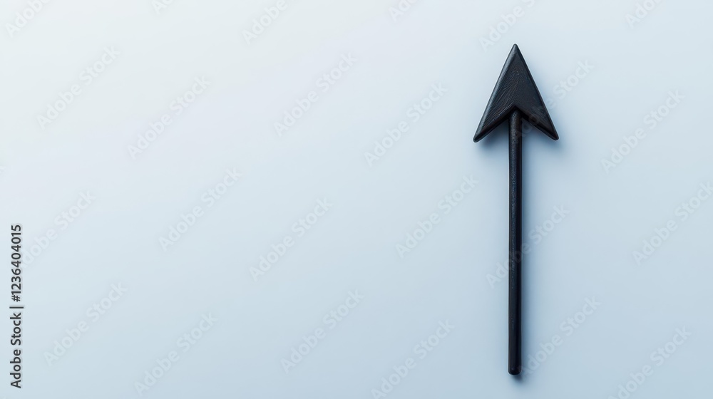 Poster Minimalist Black Arrow Pointing Right on Pure White Background Symbolizing Direction Simplicity and Focus in Modern Design Aesthetic and Art