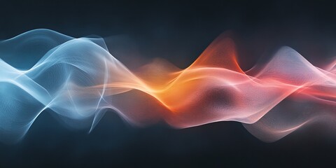 Fototapeta premium Vibrant Abstract Waves of Blue, Cyan, Red, and Orange Flowing Dynamically Against a Dark Background.