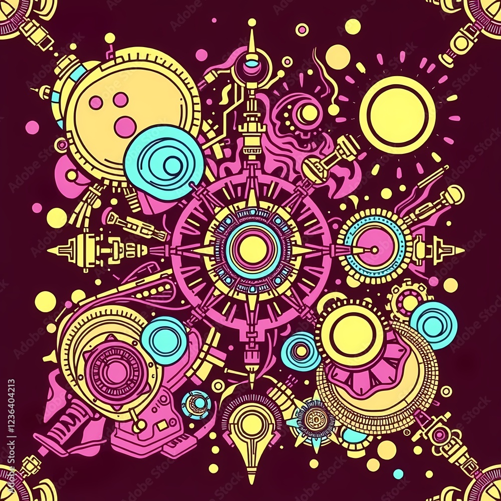 Poster colorful cosmic design featuring abstract shapes and intricate patterns in vibrant hues. generative 