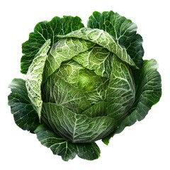Obraz premium Fresh Green Cabbage with Detailed Leaf Texture and Vibrant Color