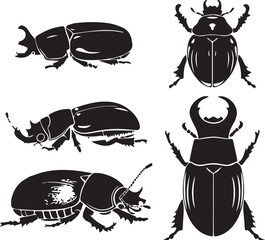 Set of beetles. Hand drawn vector illustration