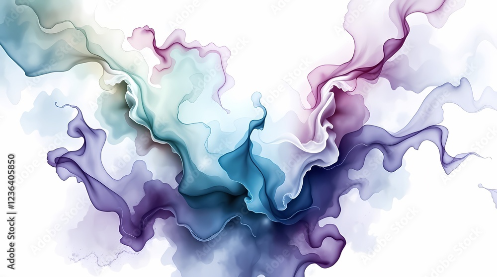Poster colorful abstract swirl of fluid shapes and soft gradients creates a serene visual experience in a m