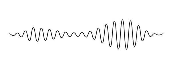Music wave line sound one noise icon audio frequency signal podcast radio sound wave volume hand art. Acoustic line music logo record sound wave doodle sketch abstract. Vector illustration 