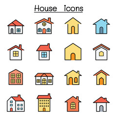 House icon set in thin line style