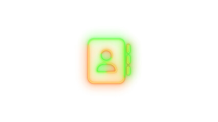 Address book icon glowing neon brown green gradient color