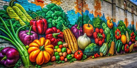 Outline Vegetable Icons on Urban Exploration Canvas