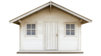 White wooden cabin with transparent background, perfect for architectural visualization