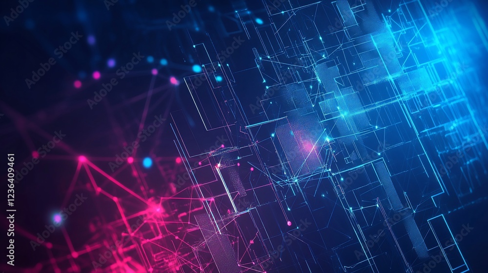 Poster abstract technology network with illuminated connections and futuristic design