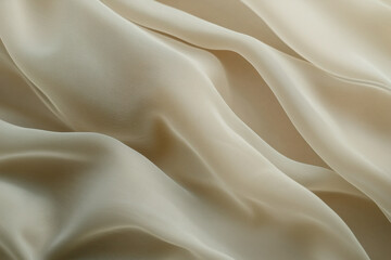 Obraz premium Soft flowing cream-colored silk fabric with smooth draping and delicate folds.