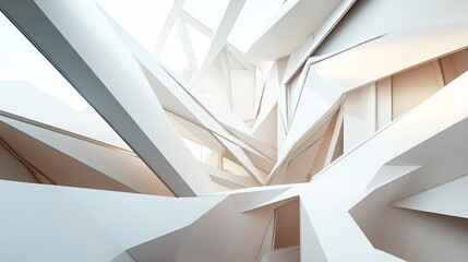 Obraz premium Abstract architectural structure with white panels and geometric shapes design