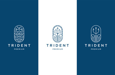 Trident with line art style logo icon design template flat vector © Kashi