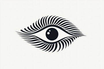 Artistic Black and White Illustration of a Stylized Eye Design