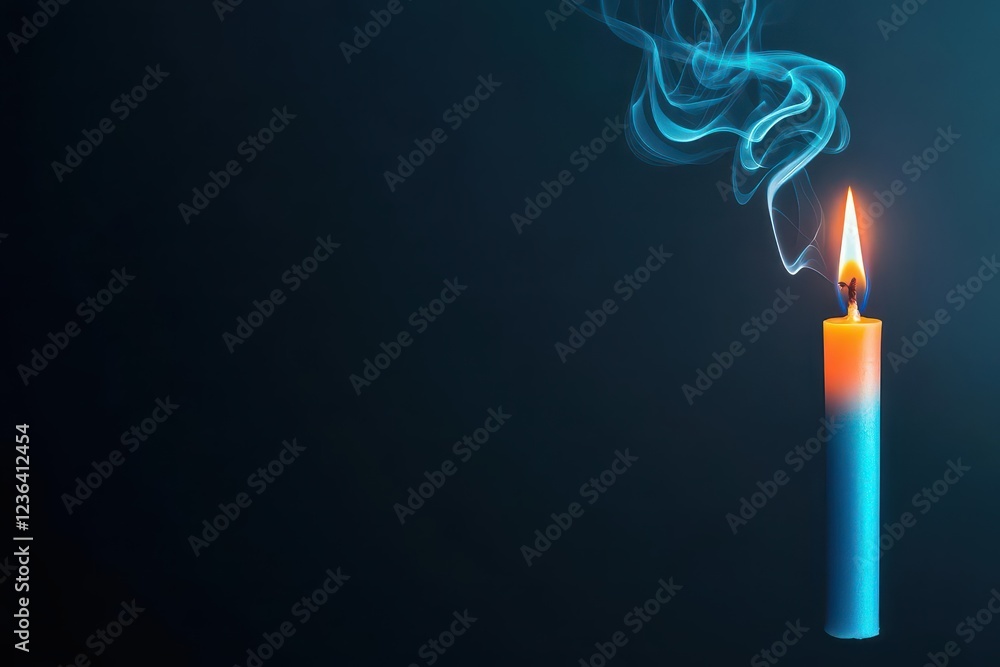 Poster a flickering candle casting warm light with graceful smoke trails rising into the air creating an am
