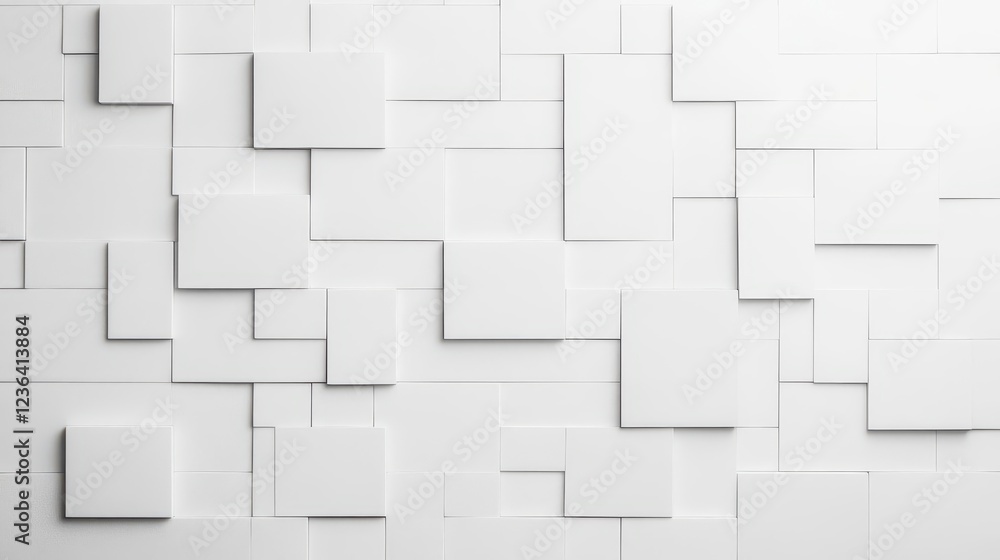 Poster minimalist white wallpaper featuring geometric square patterns creating a clean and modern aesthetic