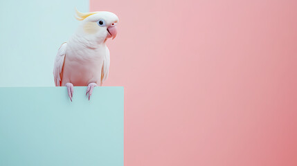 Cute parrot on a pink background