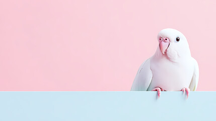 Cute parrot on a pink background