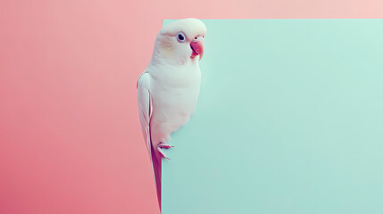 Cute parrot on a pink background