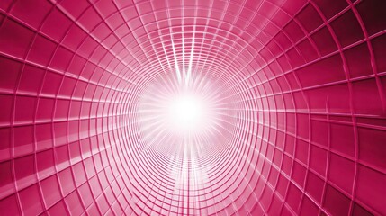 Fototapeta premium Abstract pink tunnel with bright light at the end.