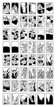Hwatu - Traditional Korean Playing Cards Line Art Illustration