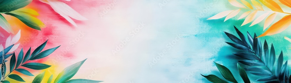 Poster lush tropical leaves background with vivid greenery capturing the essence of exotic nature and provi