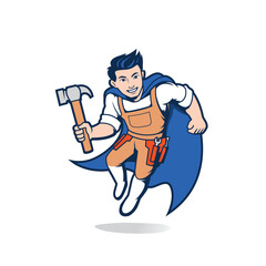 Superhero handyman mascot  logo
