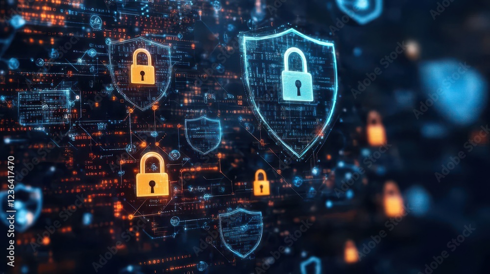 Aufkleber A Close-Up View of a Secure Lock on a Digital Screen Display Symbolizing Protection Privacy and Security in a Modern Technological Environment
