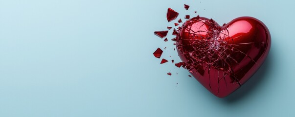Shattered heart symbolizing lost love digital art minimalist design emotional impact close-up view heartbreak concept