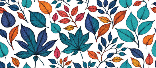 Obraz premium Pattern. Colorful Leaves Pattern Design for Decoration
