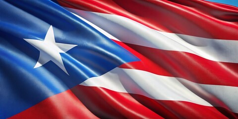 Puerto Rican Flag Close-up with Copy Space
