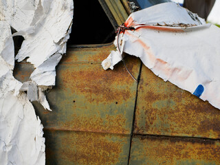 Old cars with cracked paint and rust