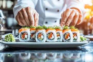 Chef's Culinary Creation: Exquisite Sushi Rolls