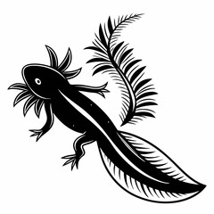 Axolotl vector silhouette black design white background