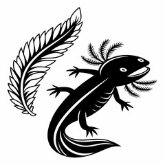 Axolotl vector silhouette black design white background
