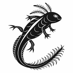 Axolotl vector silhouette black design white background