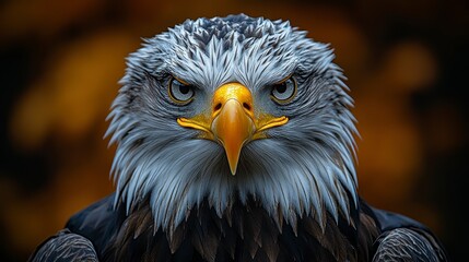 Fototapeta premium Majestic Bald Eagle Close-up, Autumn Background